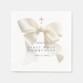 Girl's First Holy Communion Stylish Ivory Bow Serviette (Vorderseite)