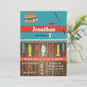 Girls Fishing Kindergeburtstag Party Einladung (Stehend Vorderseite)