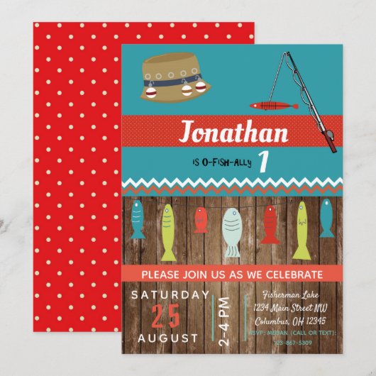 Girls Fishing Kindergeburtstag Party Einladung (Vorne/Hinten)