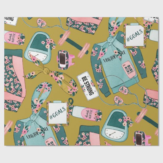 Girls Fitness Pattern Geschenkpapier (Flach)