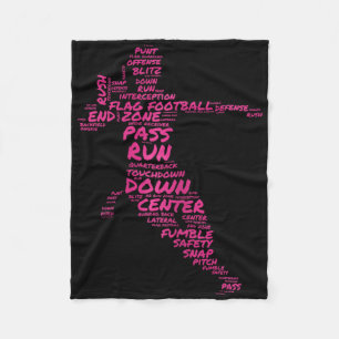 Girls Flag Football Player Word Art Typografy Fleecedecke