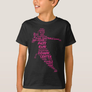 Girls Flag Football Player Word Art Typografy T-Shirt