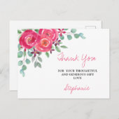 Girl's Floral Baby Shower Danke Postcard Postkarte (Vorne/Hinten)