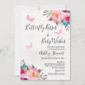 Girls Floral Butterfly Babydusche Einladung (Vorderseite)