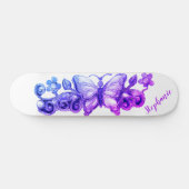 Girls Floral Butterfly Personalisiert Skateboard (Horizontal)