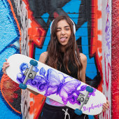 Girls Floral Butterfly Personalisiert Skateboard