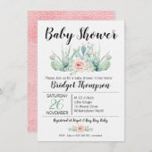 Girls Floral Cactus Baby Shower Einladung (Vorne/Hinten)