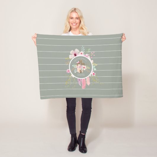 Girls floral Cross Bautizo Taufe Rosa Blume Fleecedecke (Beispiel)