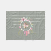 Girls floral Cross Bautizo Taufe Rosa Blume Fleecedecke (Vorderseite (Horizontal))
