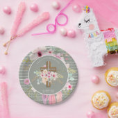 Girls floral Cross Bautizo Taufe Rosa Blume Pappteller (Party)