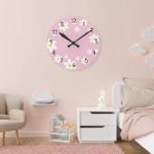 Girls Floral Daisy Pink Clock Runde Wanduhr
