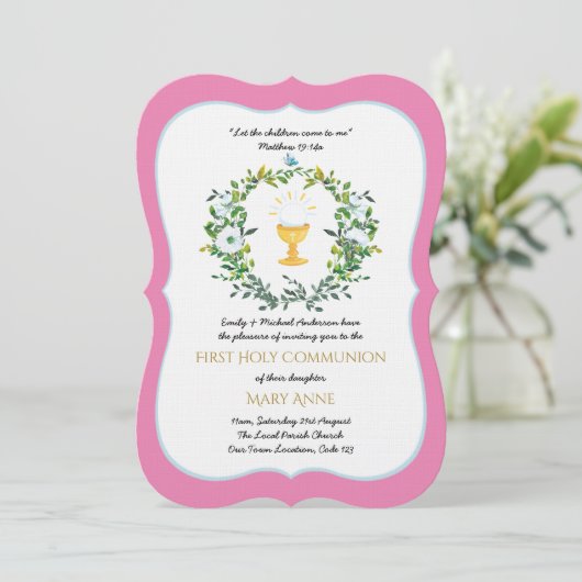 Girls Floral Einladung (Stehend Vorderseite)