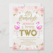 Girls floral flamingo 2. einladung (Vorderseite)