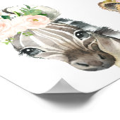 Girls Floral Foliage Safari Geburtstag Willkommen Poster (Ecke)