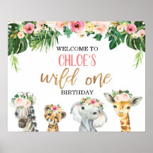 Girls Floral Foliage Safari Geburtstag Willkommen