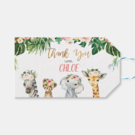 Girls Floral Foliage Safari Tiere Geburtstag Tag Geschenkanhänger