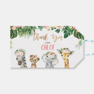 Girls Floral Foliage Safari Tiere Geburtstag Tag Geschenkanhänger
