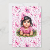 Girl's Floral Pink Baby Shower Einladung (Rückseite)