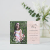 Girls Floral Pink Taufe Einladung (Stehend Vorderseite)