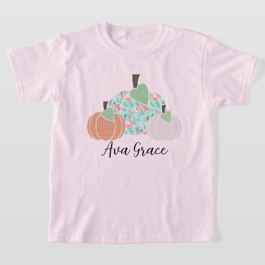 Girls Floral Pumpkin Trio Personalisiert T-Shirt (Ablage )