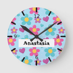 Girls Floral Runde Wanduhr