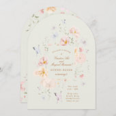 Girls Floral Teddy Bear Sage Arch Birthday Party Einladung (Vorne/Hinten)