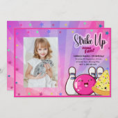 Girls Foto Bowling Gefärbte Krawatte Party Einladung (Vorne/Hinten)