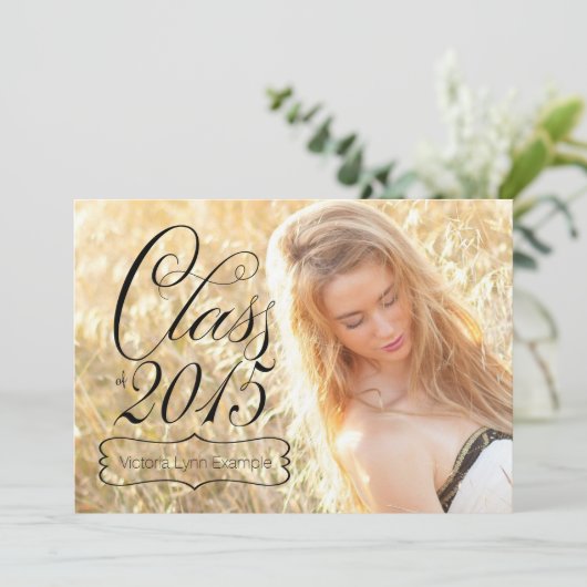 Girls Foto Class of 2015 Abschluss Einladung (Stehend Vorderseite)
