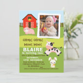 Girls Foto Farmyard Einladung (Stehend Vorderseite)