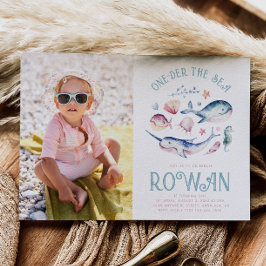 Girl's Foto One-the-Sea-Birthday Einladung