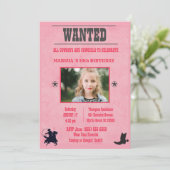 Girls Foto Pink Gewollt Geburtstag Einladung (Stehend Vorderseite)