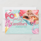 Girls Foto Pool Party Geburtstag Einladung (Vorderseite)