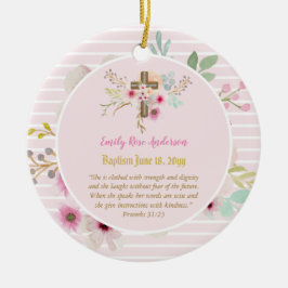 Girls FOTO Taufe Weihnachtsgeschenk Proverb 31:25 Keramik Ornament