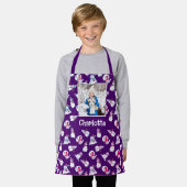 Girls Foto und Name Weihnachtsschneemann Lila Schürze (Getragen)