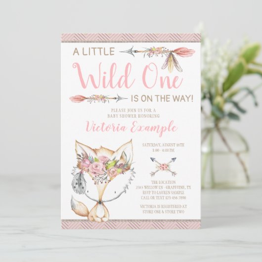 Girls Fox Baby Shower Einladungen (Stehend Vorderseite)