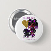 Girls Friend Geschenk Black Unicorn Besticorn Magi Button (Vorne & Hinten)