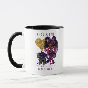Girls Friend Geschenk Black Unicorn Besticorn Magi Tasse