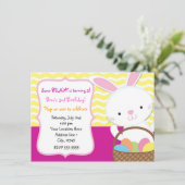 Girls Frühjahr Ostern Bunny Rabbit Einladung (Stehend Vorderseite)