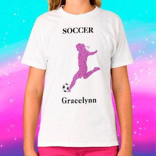 Girls Funkelnd Soccer Player T - Shirt