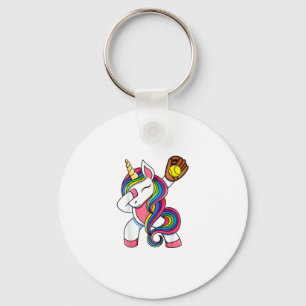 Girls Funny Dabbing Softball Unicorn Apparel, Yout Schlüsselanhänger