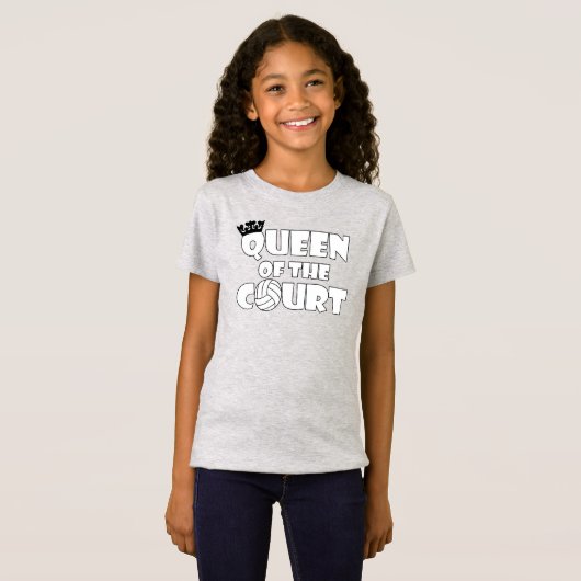 Girls' Funny Volleyball Queen of the Court Niedlic T-Shirt (Vorne ganz)
