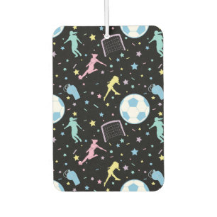 Girls Fußball Silhouetten Sterne und Glitzern Autolufterfrischer