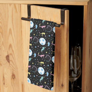 Girls Fußball Silhouetten Sterne und Glitzern Geschirrtuch