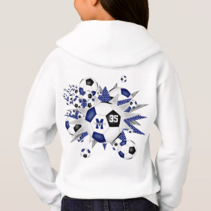 Girls Fußbälle Sterne Blau personalisiert Hoodie