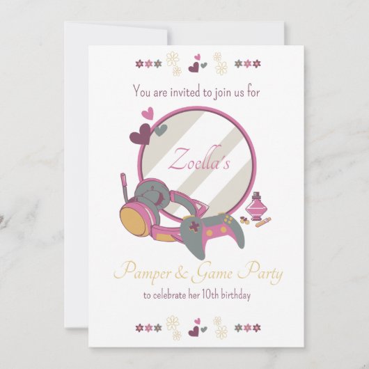 Girls Game and Pamper Party Einladung (Vorderseite)