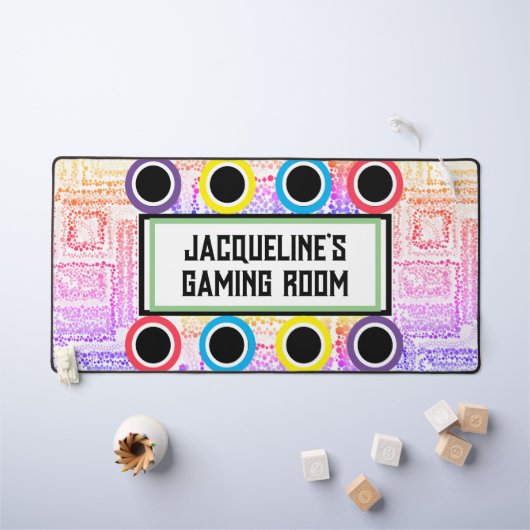 Girl's Gaming Room Pink Lila Circles Stars Schreibtischunterlage (Kindertisch)