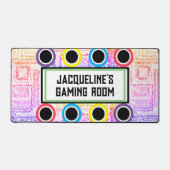 Girl's Gaming Room Pink Lila Circles Stars Schreibtischunterlage (Vorderseite)