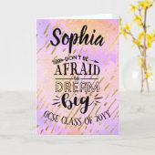 Girls GCSE Glückwunschs Personalisiert DREAM BIG Karte (Gelbe Blume)