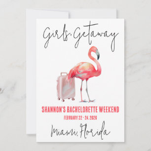 Girls' Getaway Flamingo Beach Bachelorette Wochene Einladung