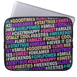 Girls Gift Bright Glitzer Hashtags positive Worte Laptopschutzhülle